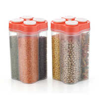 Airtight Transparent Plastic 4 Section Food Storage Container Jar - 2500ml | Nontoxic Material, Versatile Design, Easy Visibility