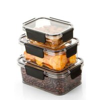 Plastic Food Storage Container With Airtight Lid For Kitchen Set Of 3 - Food-grade Plastic, 700ml, 1400ml, 2400ml | Space-saving, Refrigerator Safe, Bpa Free