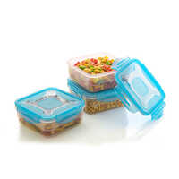 Bento Box - 800 Ml High-quality Plastic , Stylish Blue And Transparent Design For Food Storage And Easy Cleaning