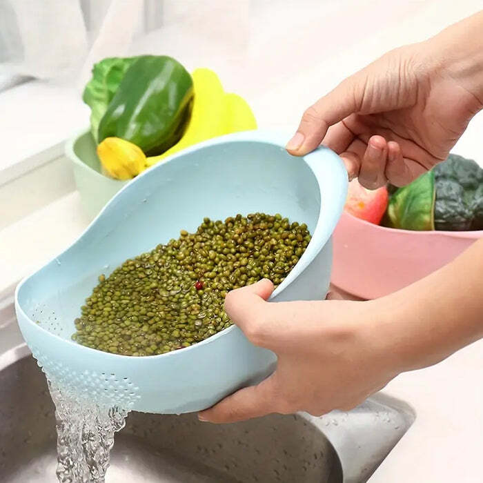 PLASTIC RICE BOWL / FOOD STRAINER THICK DRAIN BASKET