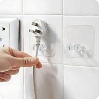 MeeTo Wall Mounted Power Plugs Socket Holder Stickers Adhesive Hook for Wall