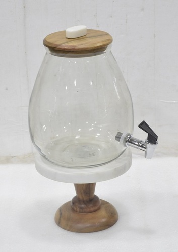 10 Inch Glass Dispenser With Marble Base