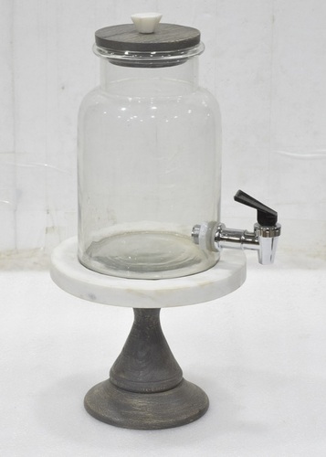 9 Inch Water Dispenser With Wood Stand & Marble Base