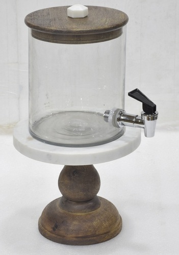 7 Inch Dispenser With Original Finish Wood Stand & Marble Base