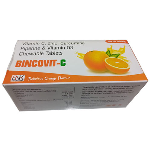 Vitamin C Zinc Curcumine Piperine And Vitamin D3 Chewable Tablets General Medicines