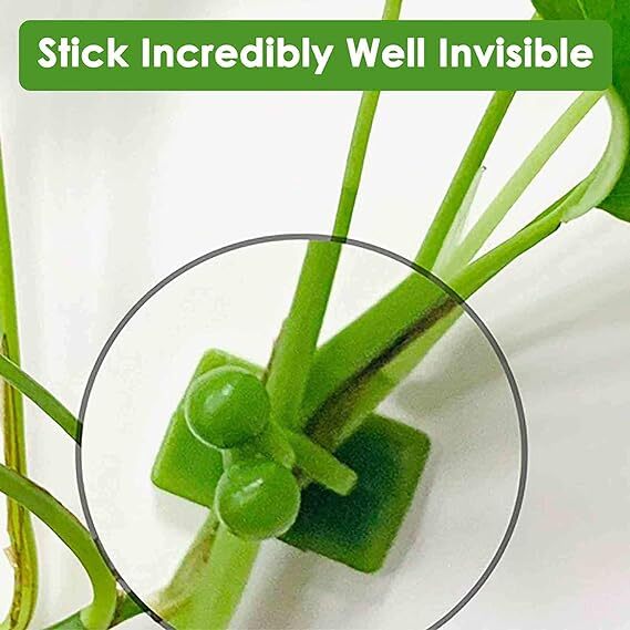 SEREBRUM 30Pcs Plant Wall Climbing Fixing Clips, Reusable Self Adhesive Plant Support Garden Twist Clips - Pack of 30 (Green,White)