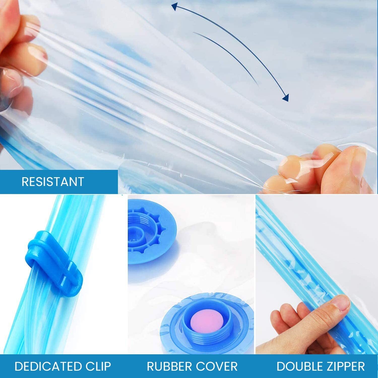 SPACE SAVING STORAGE VACUUM BAG(5 PCS PLAIN BAG , 1 PUMP )