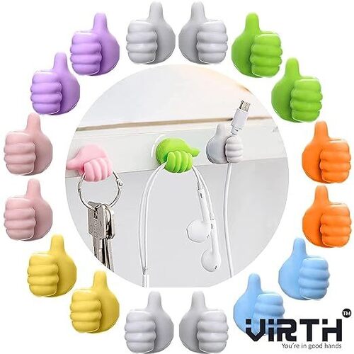 Thumb Shape Key Hooks, Wall Mounted Silicone Stick-on Hook for Wall Hangers, Bedroom, Kitchen Accessories Items Cable Wire Holder