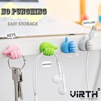 Thumb Shape Key Hooks, Wall Mounted Silicone Stick-on Hook for Wall Hangers, Bedroom, Kitchen Accessories Items Cable Wire Holder