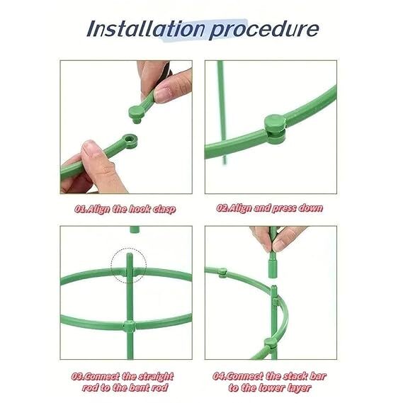 Mitsico Plant Support Stakes, Plastic Peony Cages and Supports, Outdoor Garden Stakes Plant Cage, Large Plant Support Rings for Tomato,Rose,Flowers Vine