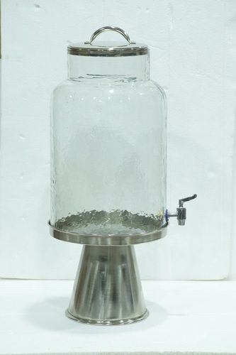 15 Inch Glass Dispenser With Silver Plated Metal Stand