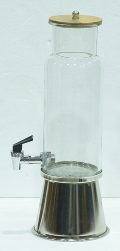 12 Inch Glass Dispenser With Silver Plated Metal Stand