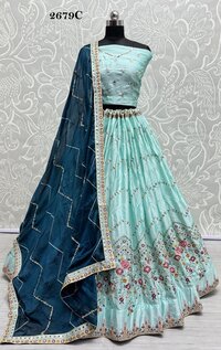 Lehenga Sequins Work,   Zari Work - Bust Size: 44 Inch (in)