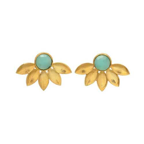 Aqua Chalcedony Stud Earring