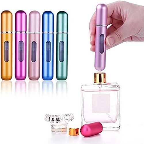Portable Travel Mini Containeri  5ml/0.2oz Aluminum Refillable Atomizer Perfume Spray Bottle Empty Cosmetic Storage Bottle Water Container Tool for Outdoor and Traveling