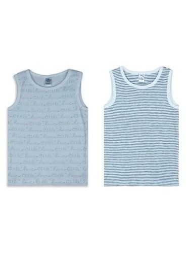 Girls 2 Pack Vests White And Grey Melange