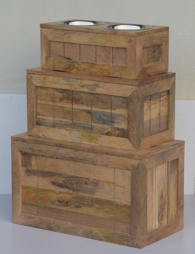 Set of 3 Wooden Dog Toy Box