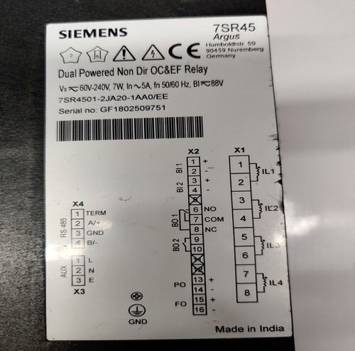 SIEMENS 7SR4501-2JA20-1AA0/EE RELAYS