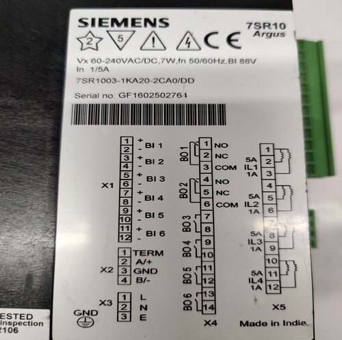 SIEMENS 7SR1003-1KA20-2CA0/DD RELAYS