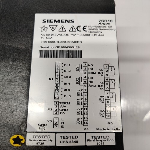 SIEMENS 7SR1003-1LA20-2CA0/DD RELAY