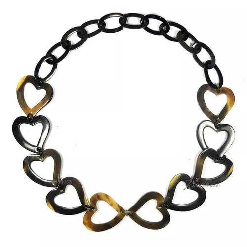 Horn Heart and Chain Shaped Necklace