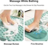 YCT Non-Slip Bath Mat, Shower Mat, with Suction Cups and Drainage Holes, Machine Washable, Foot Massage, Exfoliating, 27.5 x 14.2 inches, Gray