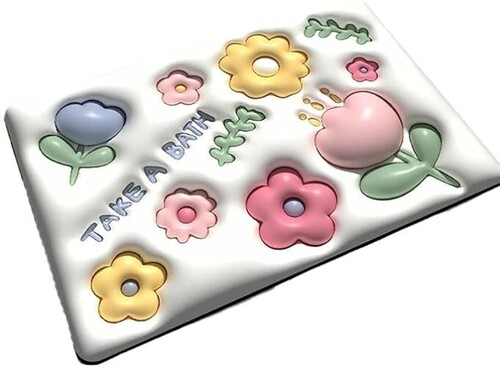 Yorten 3D Visual Anti-Slip Absorbent Mat, Quick Drying Non-Slip Bath Mat, 3D Sense of Swelling Small Flower Soft Diatom Mud Super Absorbent Bath Mat