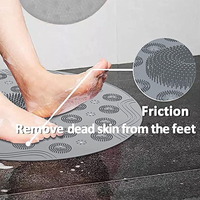 Mitsico Portable Round Slip Mat Anti Slip Shower Mats Bath Wash Cushion Tub Mat Foot Acupressure Silicone mat Bathroom Floor mat