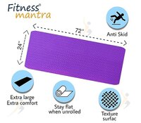 Fitness Mantra Yoga Mat for Gym Workout and Yoga Exercise with 4mm Thickness, Anti-Slip Yoga Mat for Men & Women Fitness (Qnty.-1 Pcs.) (Purple)(4mm)