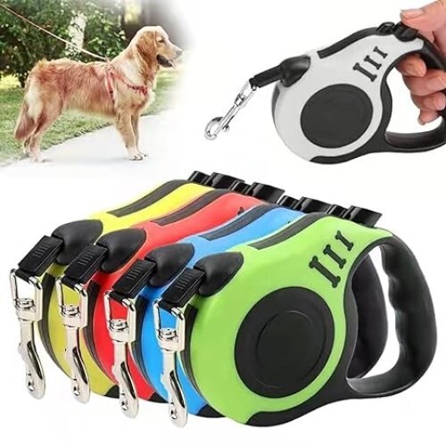 3m/5m Durable Dog Leash Automatic Retractable Nylon Cat Lead Extension Puppy Walking Running Lead Roulette for Dogs Pet Products (Green, 5 Meters)