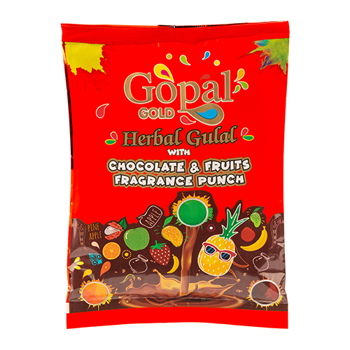 Red Herbal Gulal With Chocolate And Fruits Fragrance Punch