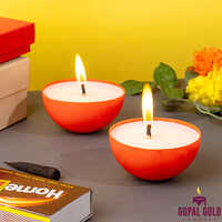 Red Bowl Candle Diya - Burning Time: 12 Hours