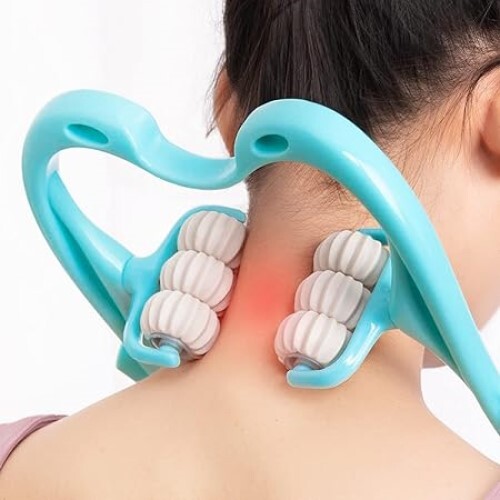 Nucarture Neck Massager for Cervical Pain Relief Manual Massage Roller for Shoulder And Neck Trigger Point Massage Tool For Legs Waist (1pc)