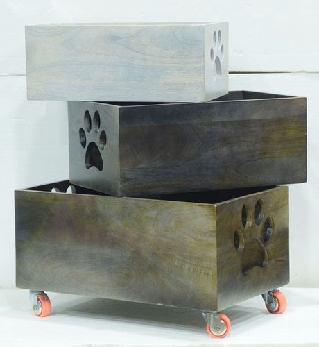 Set of 3 Wooden Dog Serve Boxes