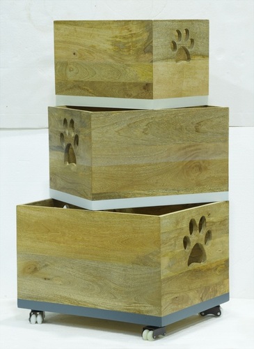 Set of 3 Wooden Dog Table