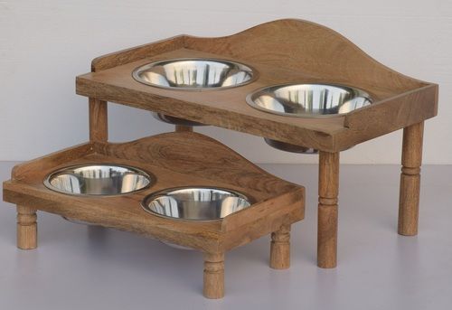 Set of 2 Wooden Dog Serve Table