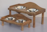 Set Of 2 Wooden Dog Serve Table - Color: Brown And Silver