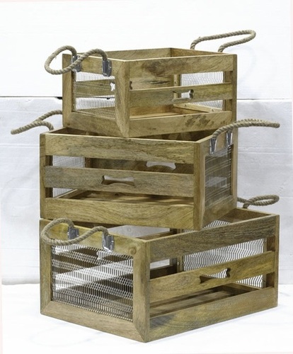 Set of 3 Wooden Toy Boxes