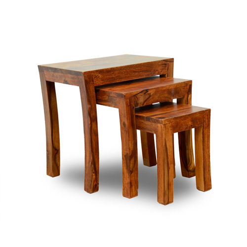 Brown Wooden Stool Set