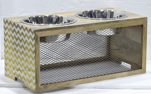 23 Inch Wooden Dog Perforated Table
