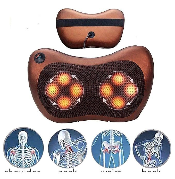 SNAPSHOPECOME ectronic Neck Cushion Full Body Massager with Heat for pain relief Massage Machine for Neck Back Shoulder Pillow Massager - Swiss Relaxation therapy (Brown)