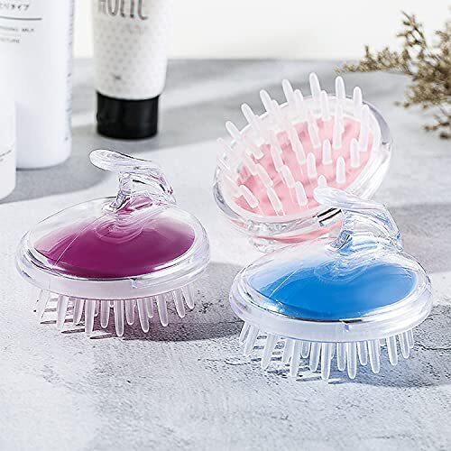 YASHODHARA ENTERPRISE Hair Scalp Shampoo Brush For Natural Hair Care & Growth - Soft Silicone Bristles Scrubber For Men, Women - Comfortable for All Hair Types, Straight, Wavy, Curly (Multicolor)
