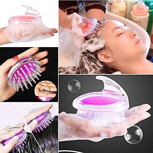 YASHODHARA ENTERPRISE Hair Scalp Shampoo Brush For Natural Hair Care & Growth - Soft Silicone Bristles Scrubber For Men, Women - Comfortable for All Hair Types, Straight, Wavy, Curly (Multicolor)
