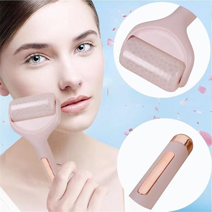 METALHOT Ice Roller Massager Face Cooling Neck Skin Tightening Roller Brighten Complexion and Reduce Anti- Wrinkles Facial Skin Lifting, Under Eye Puffiness Womens Gifts Face Roller Massager