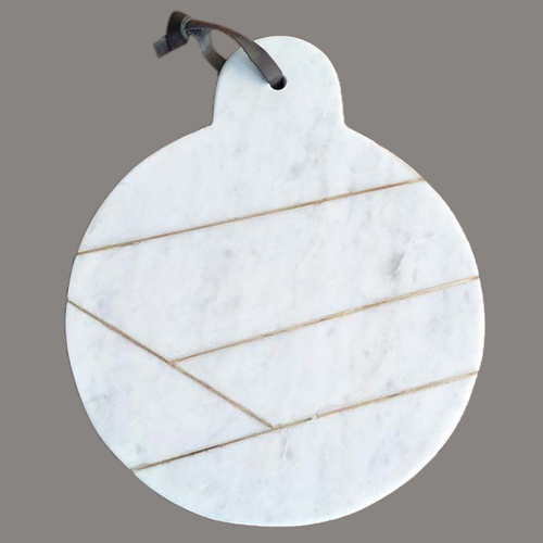 Low Price Range Handmade Pure 100% Marble With Brass Inlay Chopping Board