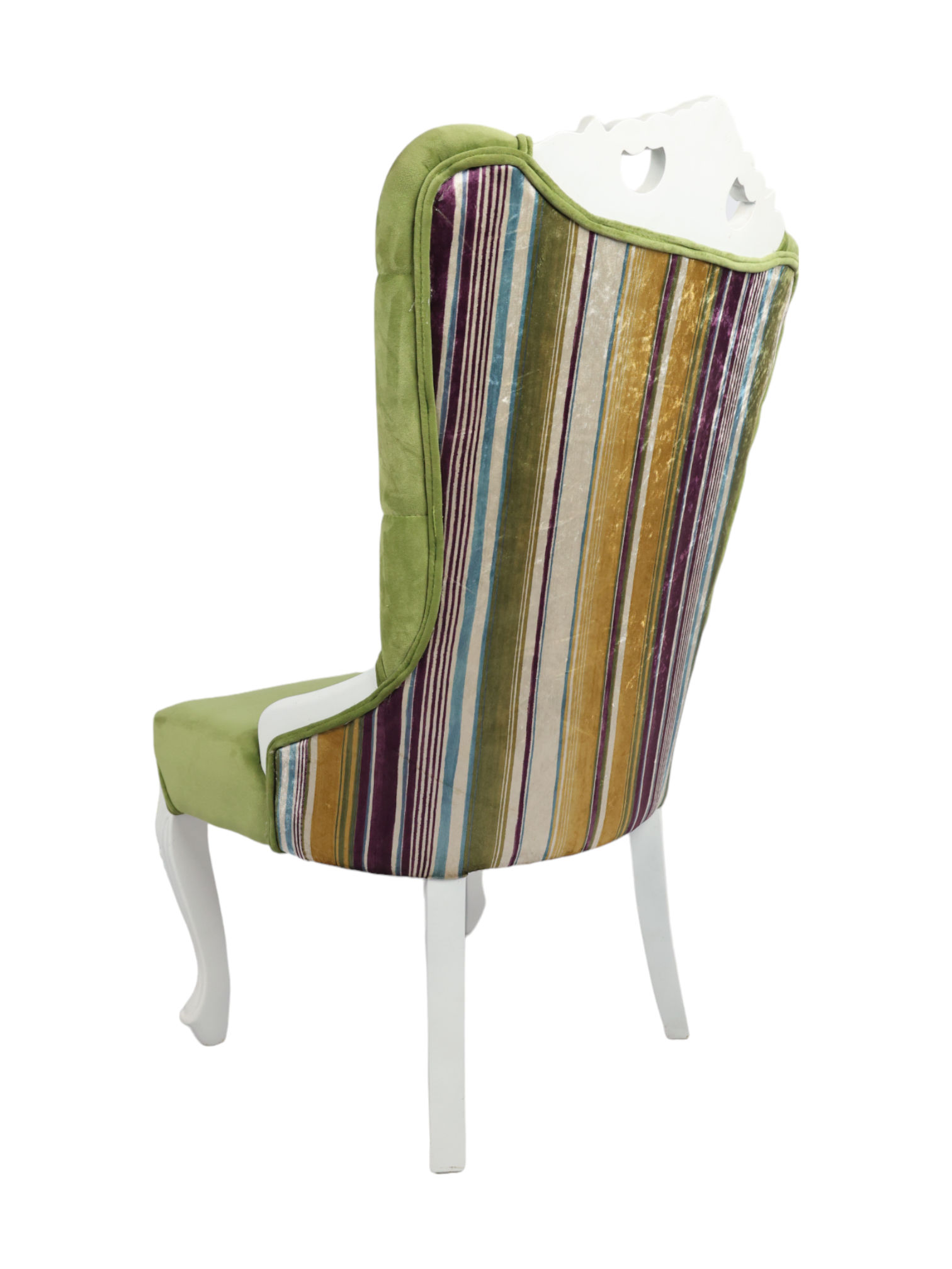 Adhunika Dining Chair Carving With Green Fabric