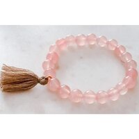 Rose Quartz Gemstone Bracelet - Porcelain, Modern Style With Agate Stones | Elegant Accessory For Women, Promotes Love And Peace