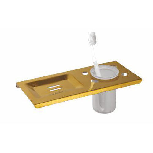 _EO-1011 Soap Dish Cum Tumbler Holder Gold