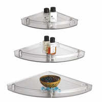 Corner Glass Shelf - Durable Transparent Glass, Triangular Shape | Space-saving Design For Bathroom, Kitchen, Or Living Room Display