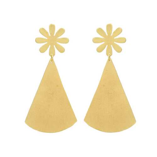 Triangular and flower earring set
